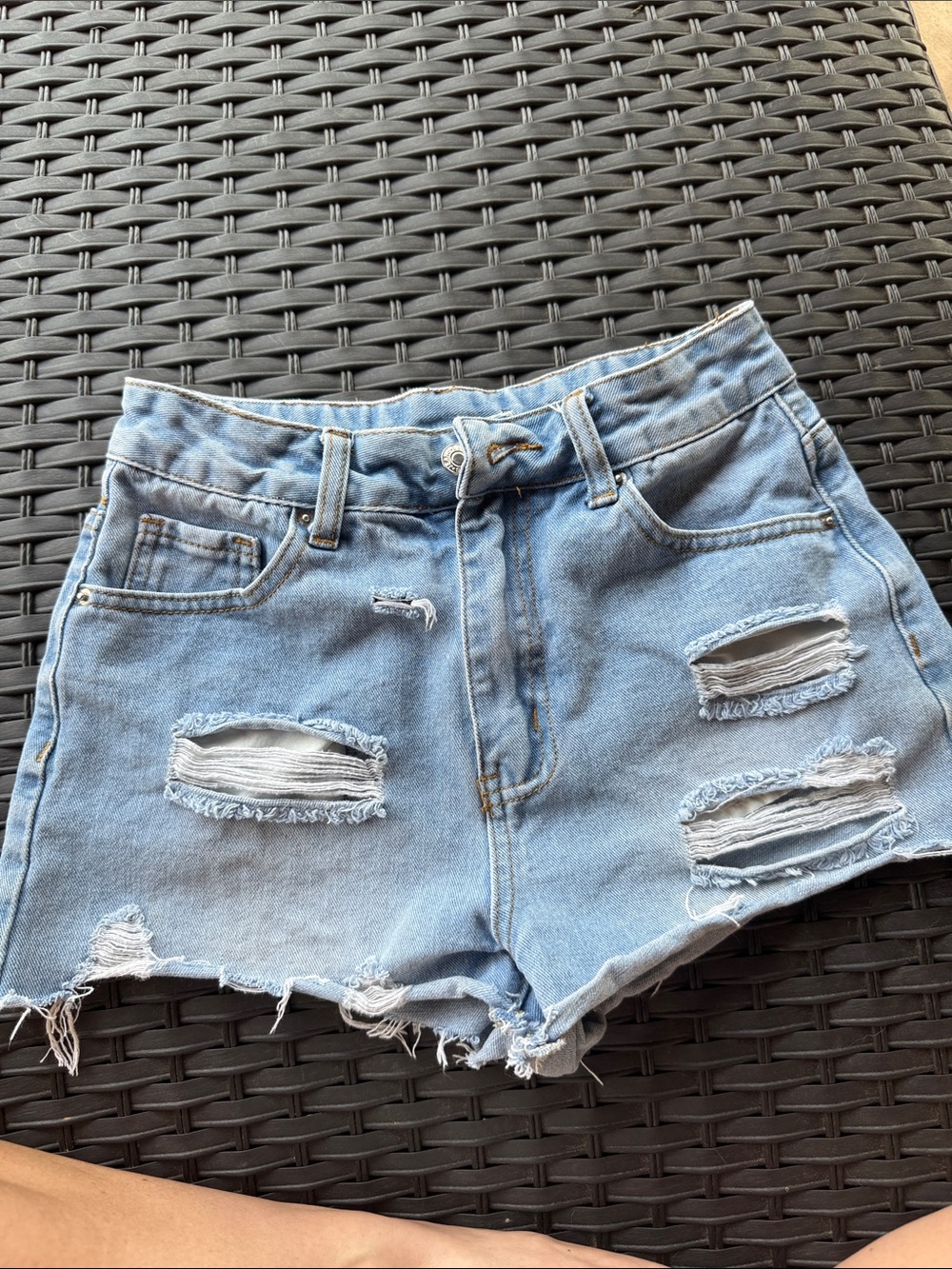 SHEIN XS Light Blue Distressed Denim Shorts